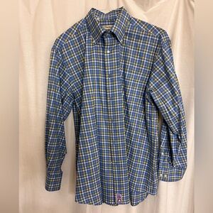 Peter Millar Blue and Yellow Checkered Shirt